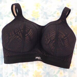 Panache Sport Bra 34E 7341 Non Wired Moulded High Impact J-Hook Black Lace